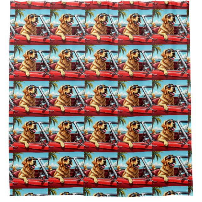 BOWSY dog inna car Shower Curtain (Front)