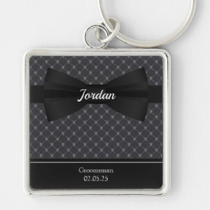Bowtie and Skulls Monogrammed Key Ring