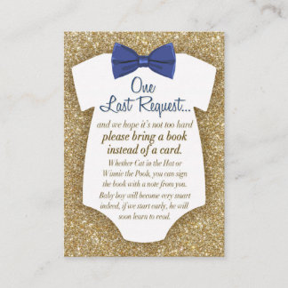 Bowtie Baby Shower Book Request Card Insert