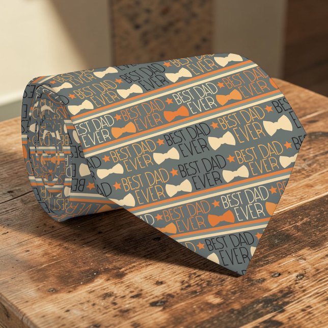 Bowtie Best Dad Ever Pattern Necktie Tie (Creator Uploaded)