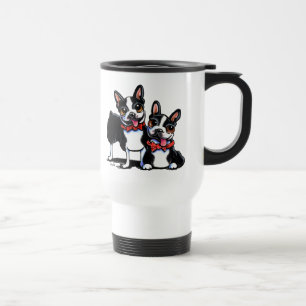 Bowtie Boston Terriers Off-Leash Art™ Travel Mug