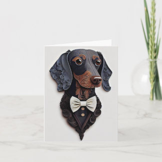 bowtie Dachshund greeting card