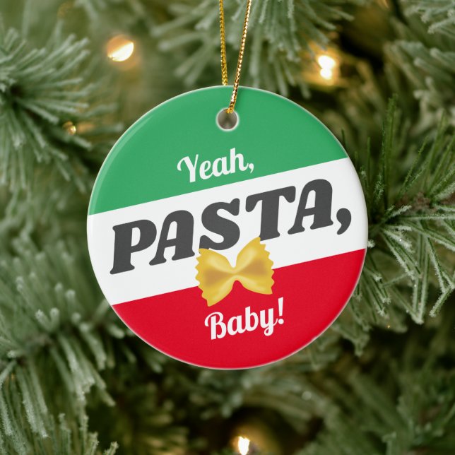 Bowtie pasta Italian food Christmas foodie Ceramic Tree Decoration (Tree)