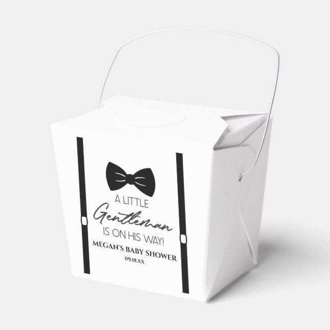 Bowtie Suspenders A Little Gentleman Baby Shower Favour Box (Front Side)