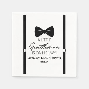 Bowtie Suspenders A Little Gentleman Baby Shower Napkin