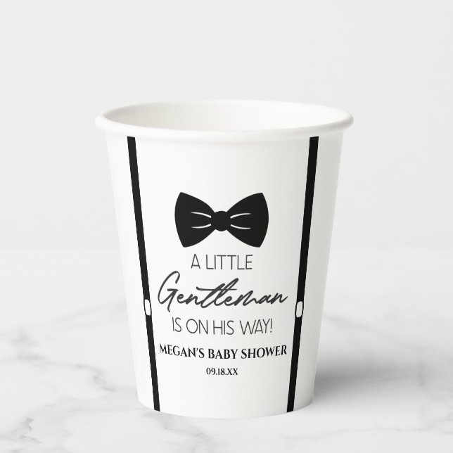 Bowtie Suspenders A Little Gentleman Baby Shower Paper Cups (Front)