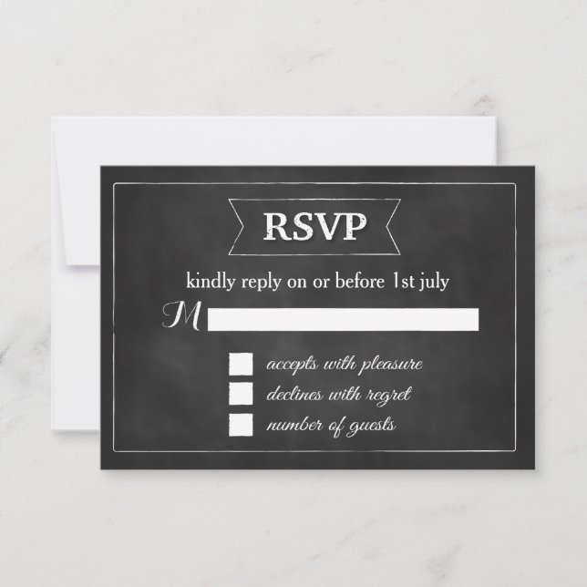 Bowties and Pearls Wedding RSVP Card (Front)