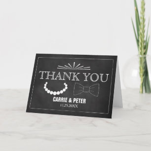 Bowties and Pearls Wedding Thank You Card