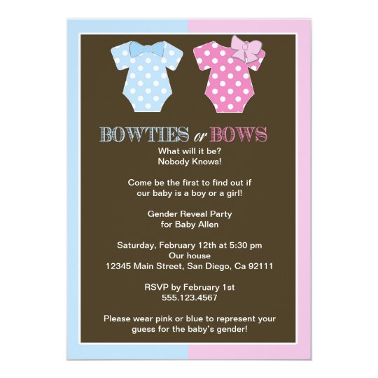 Bowties or Bows Gender Reveal Invitaition Card