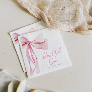 Bowtiful 1st Birthday Napkin