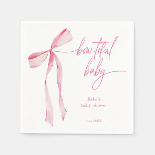 Bowtiful Watercolor Blush Pink Baby Shower Napkin