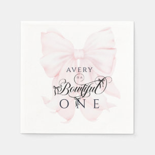 Bowtiiful One 1st Birthday Pink Bow Girls Napkin
