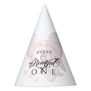 Bowtiiful One 1st Birthday Pink Bow Girls Party Hat