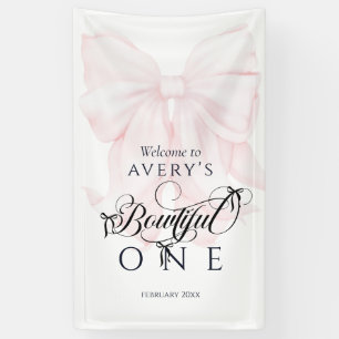 Bowtiiful One 1st Birthday Pink Bow Girls Photo Banner