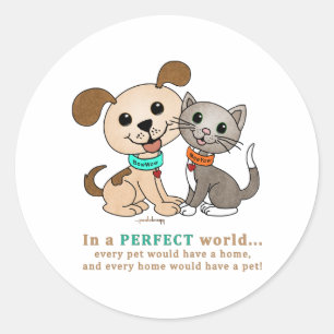 BowWow and MeeYow (Pet Adoption-Humane Treatment) Classic Round Sticker