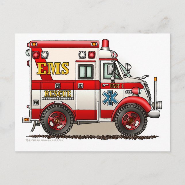 Box Ambulance EMS EMT Emergency Postcard (Front)