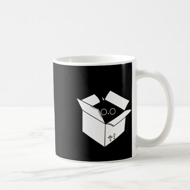 Box Black Cat Sticker Sticker  Coffee Mug (Right)