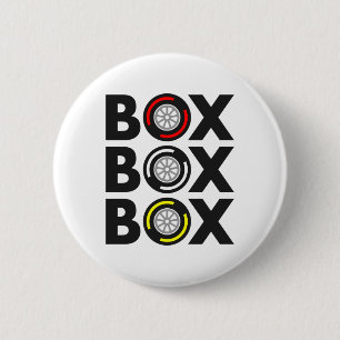 "Box Box Box" F1 Tyre Compound Design 6 Cm Round Badge