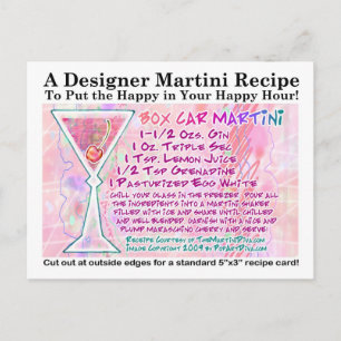 Box Car Martini Recipe Postcard