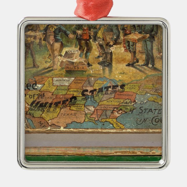 Box Dissected map, United States Metal Tree Decoration (Front)