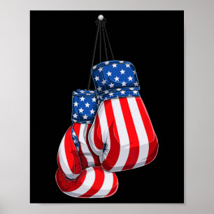 Box Gloves American Flag 4th Of July Boxing Poster