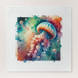 Box Jellyfish 050824AREF128 - Watercolor Jigsaw Puzzle