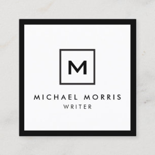 Box Logo Monogram on Black/White Square Business Card