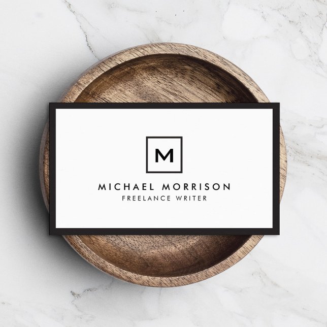 BOX LOGO with YOUR INITIAL/MONOGRAM Black/White Business Card (Creator Uploaded)