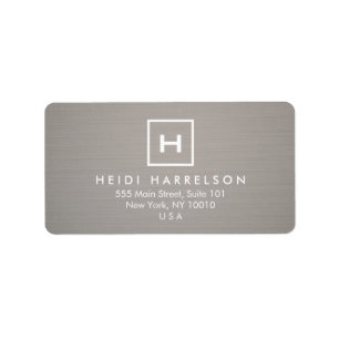 BOX LOGO with YOUR INITIAL/MONOGRAM on GRAY LINEN Label