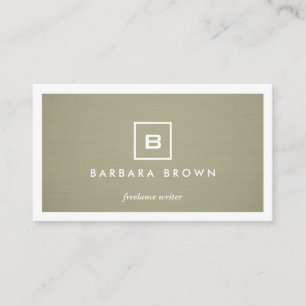BOX LOGO with YOUR INITIAL/MONOGRAM on KHAKI LINEN Business Card