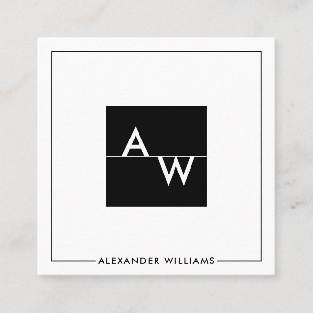 Box Monogrammed Formal Square Business Card (Front)