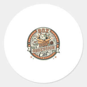 Box Obsession Cat Box Obsession Cat Vintage Vector Classic Round Sticker