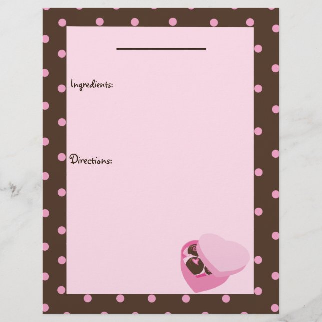 Box of Chocolates Recipe Page (Front)