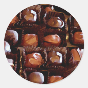 Box of Chocolates, Tempting Chocolate Candy Classic Round Sticker