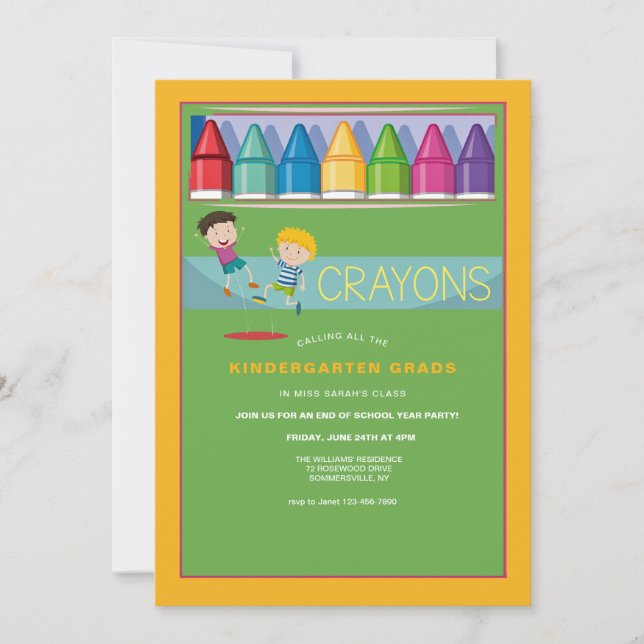 Box of Crayons Kindergarten Party Invitation (Front)