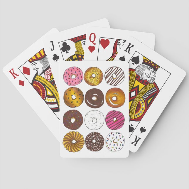 Box of Doughnuts Dozen Doughnuts Doughnut Food Car Playing Cards (Back)