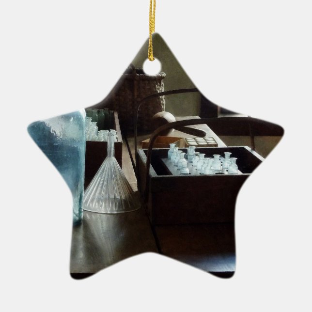 Box of Test Tubes Ceramic Tree Decoration (Front)