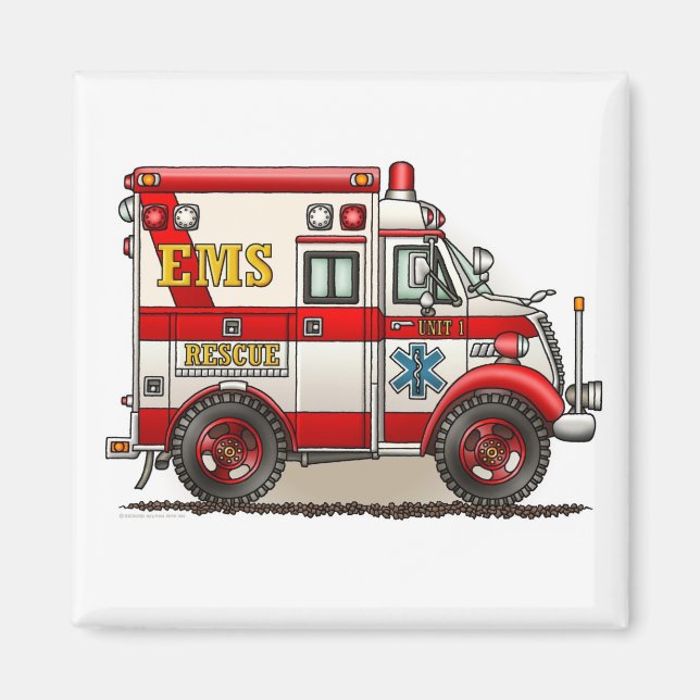 Box Truck Ambulance Square Magnet (Front)