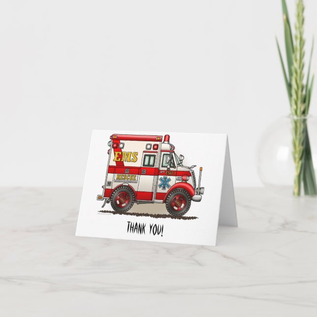 Box Truck Ambulance Thank You Card (Front)