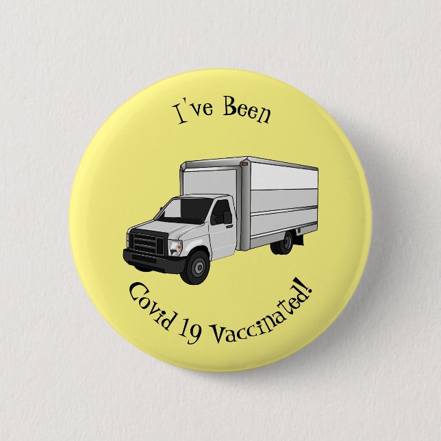 Box truck cartoon illustration 6 cm round badge (Front)