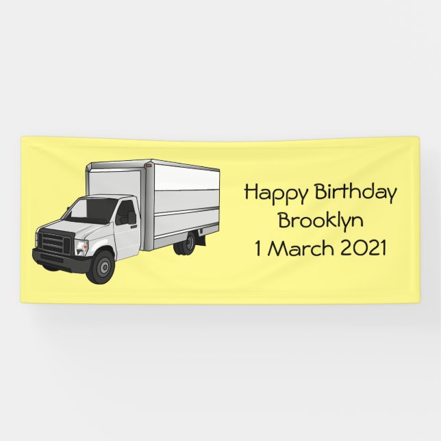 Box truck cartoon illustration banner (Horizontal)