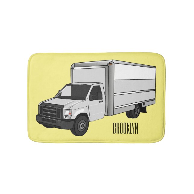Box truck cartoon illustration bath mat (Front)