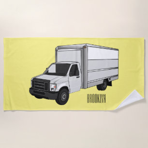 Box truck cartoon illustration beach towel