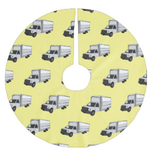 Box truck cartoon illustration brushed polyester tree skirt