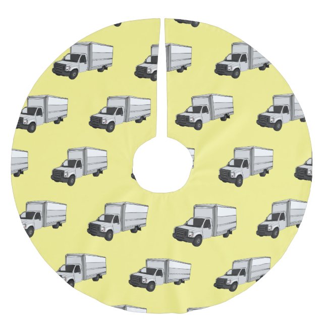 Box truck cartoon illustration brushed polyester tree skirt (Front)