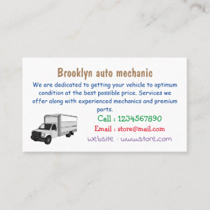 Box truck cartoon illustration business card