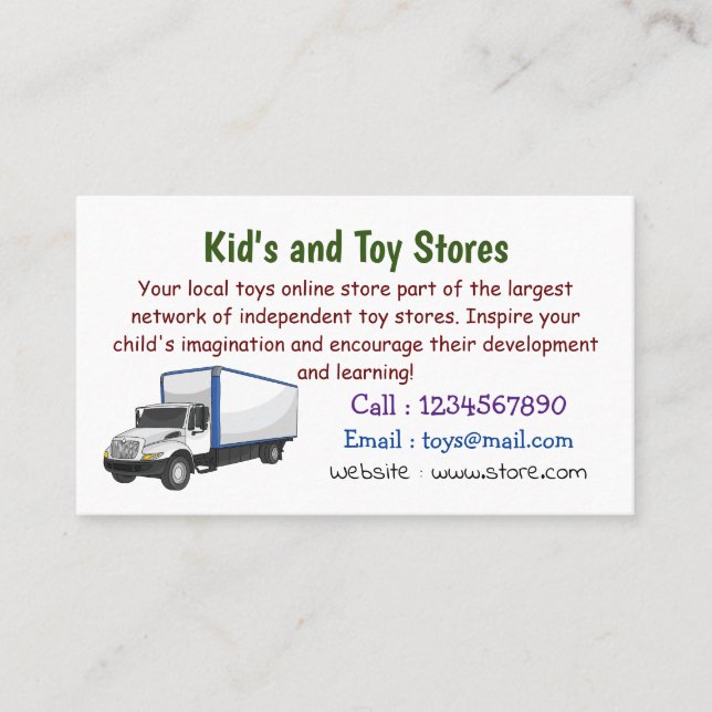 Box truck cartoon illustration business card (Front)