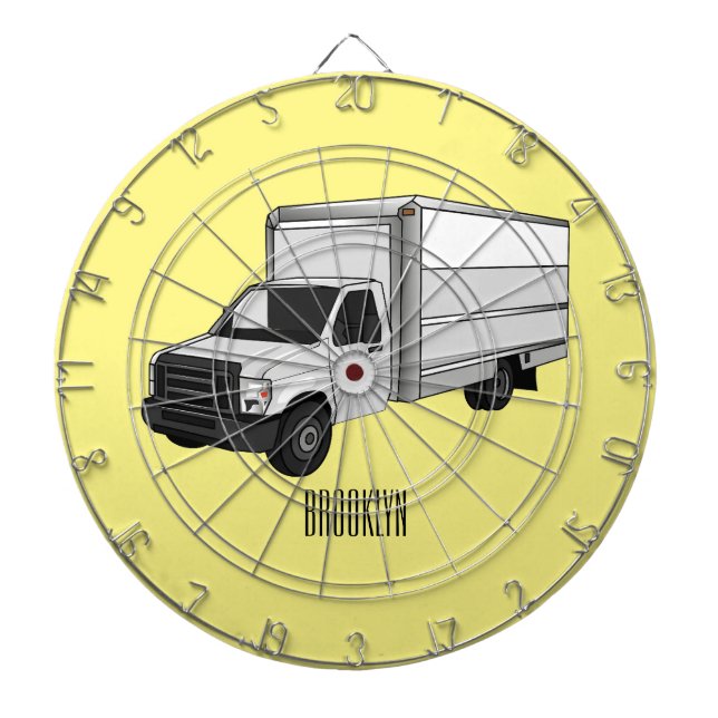 Box truck cartoon illustration dartboard (Front)