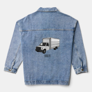 Box truck cartoon illustration denim jacket