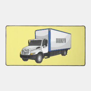 Box truck cartoon illustration desk mat
